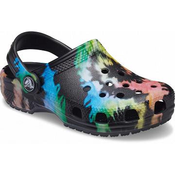 Crocs Classic Tie-Dye Graphic Boys' Clogs Black | Australia 1340FDNM